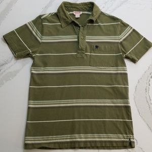 Olive Green Striped Polo Shirt